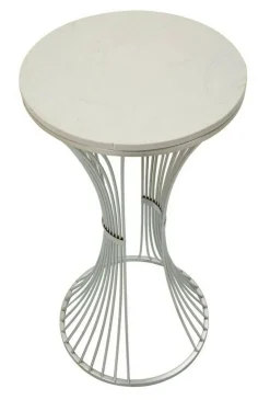 Tavolino salotto circolare argento 40x40x79h cm base intrecciata - Merli