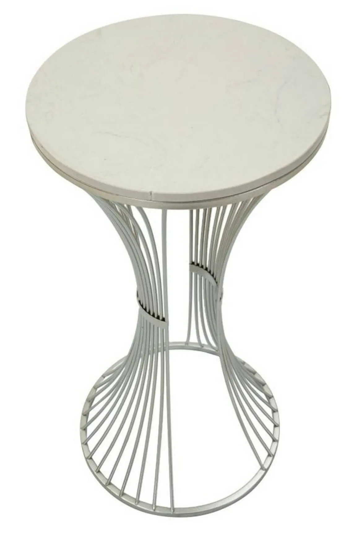 Tavolino salotto circolare argento 40x40x79h cm base intrecciata - Merli