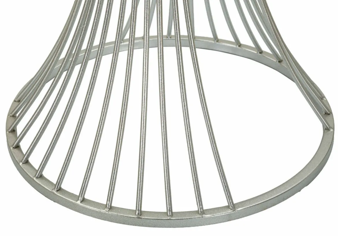 Tavolino salotto circolare argento 40x40x79h cm base intrecciata - Merli