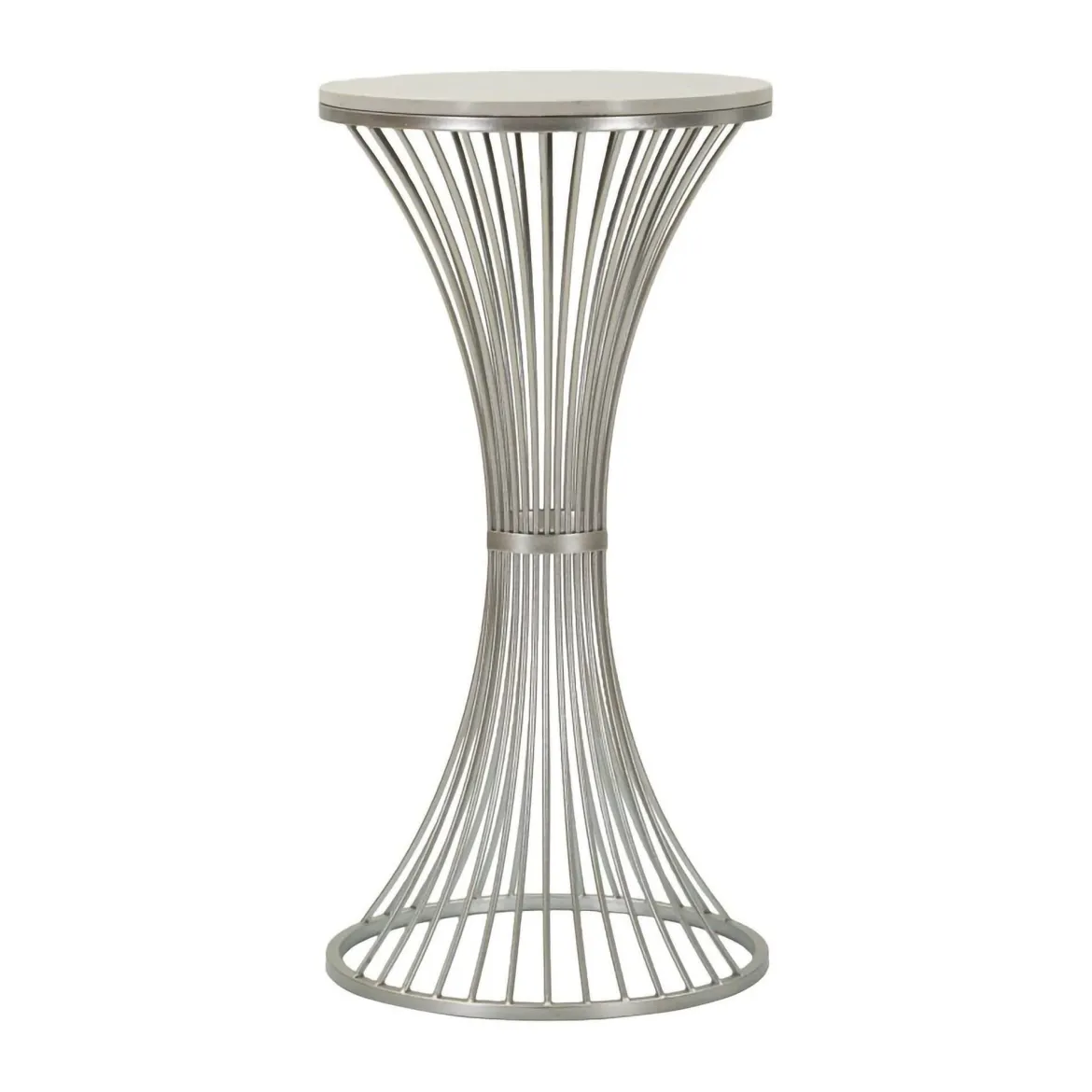 Tavolino salotto circolare argento 40x40x79h cm base intrecciata - Merli
