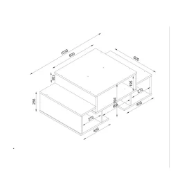 Tavolino salotto complesso bianco e noce 103x60x39h cm - Montella
