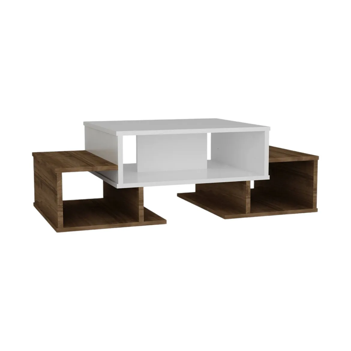 Tavolino salotto complesso bianco e noce 103x60x39h cm - Montella