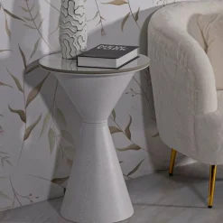 Tavolino salotto conico bianco 44x44x63h cm - Daunia