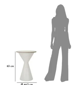 Tavolino salotto conico bianco 44x44x63h cm - Daunia
