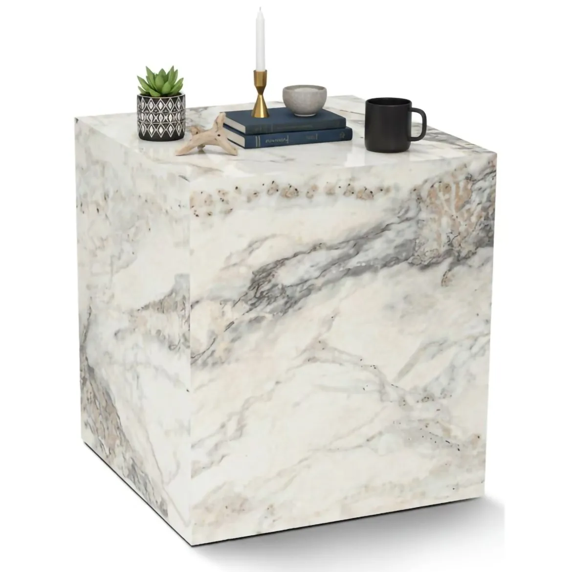 Tavolino salotto cubico marmo 45x45x50h cm - Imogen