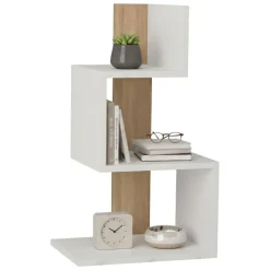 Tavolino salotto irregolare bianco e rovere 42x30x72h cm - Umbro