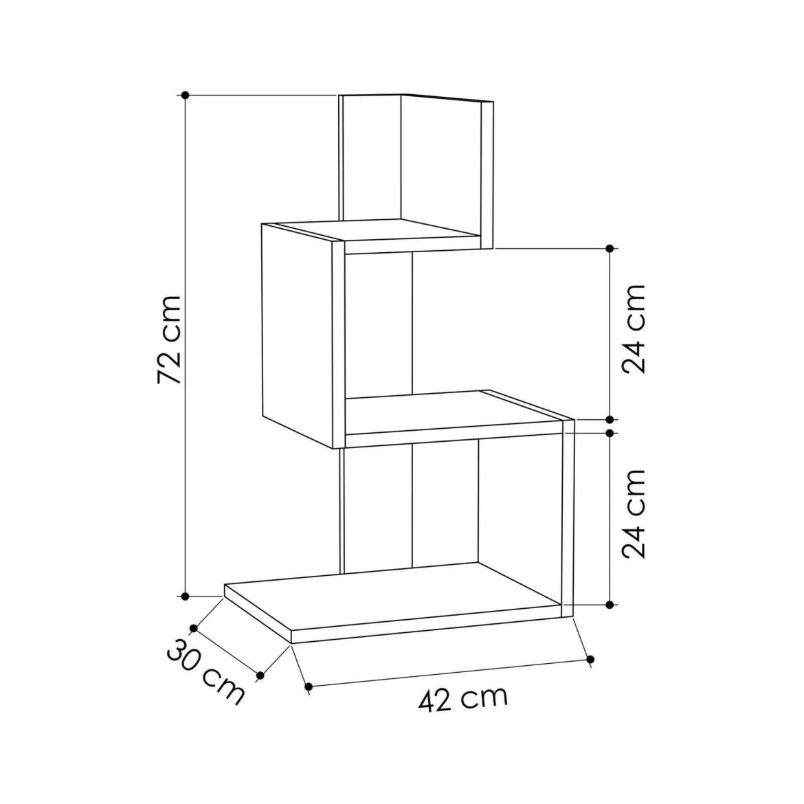 Tavolino salotto irregolare bianco e rovere 42x30x72h cm - Umbro