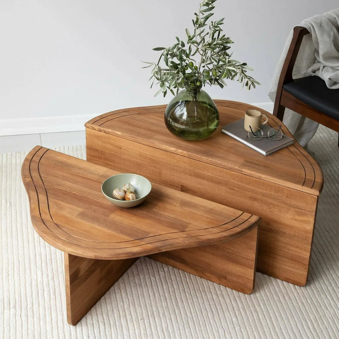 Tavolino salotto irregolare quercia 90x90x40h cm - Emiri