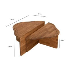 Tavolino salotto irregolare quercia 90x90x40h cm - Emiri