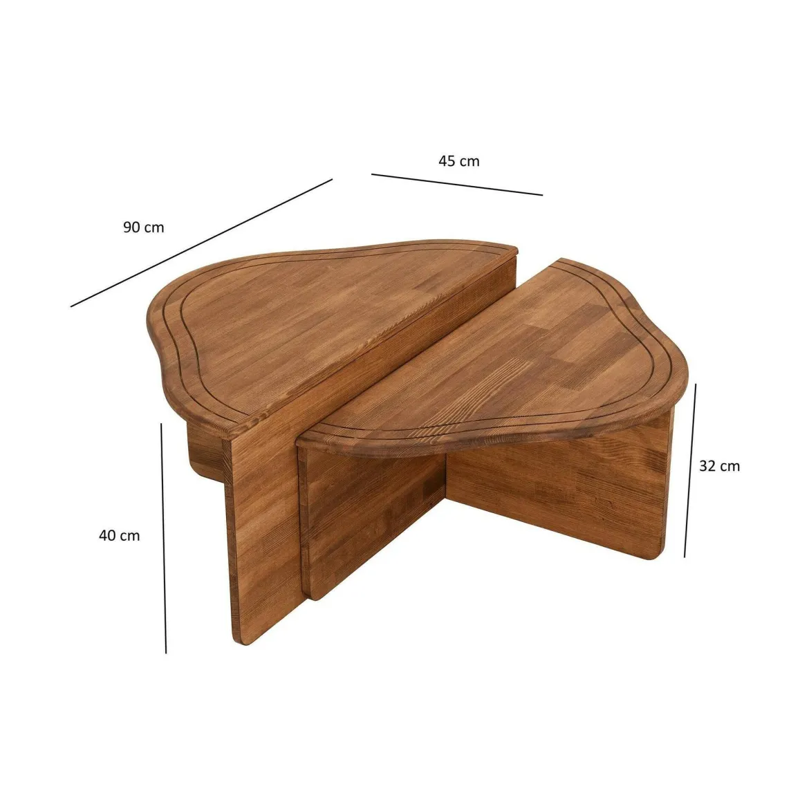 Tavolino salotto irregolare quercia 90x90x40h cm - Emiri