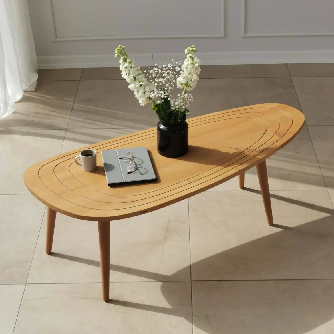 Tavolino salotto ovale rovere 115x50x38h cm - Eugenia