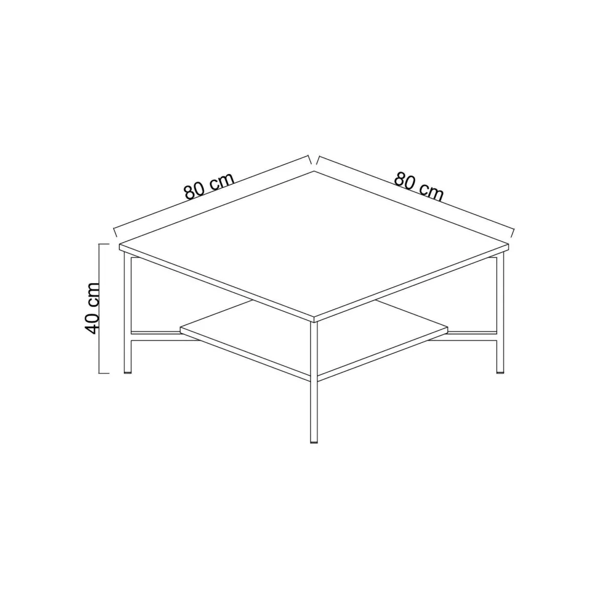 Tavolino salotto quadrato antracite e oro 80x80x40h cm - Mia