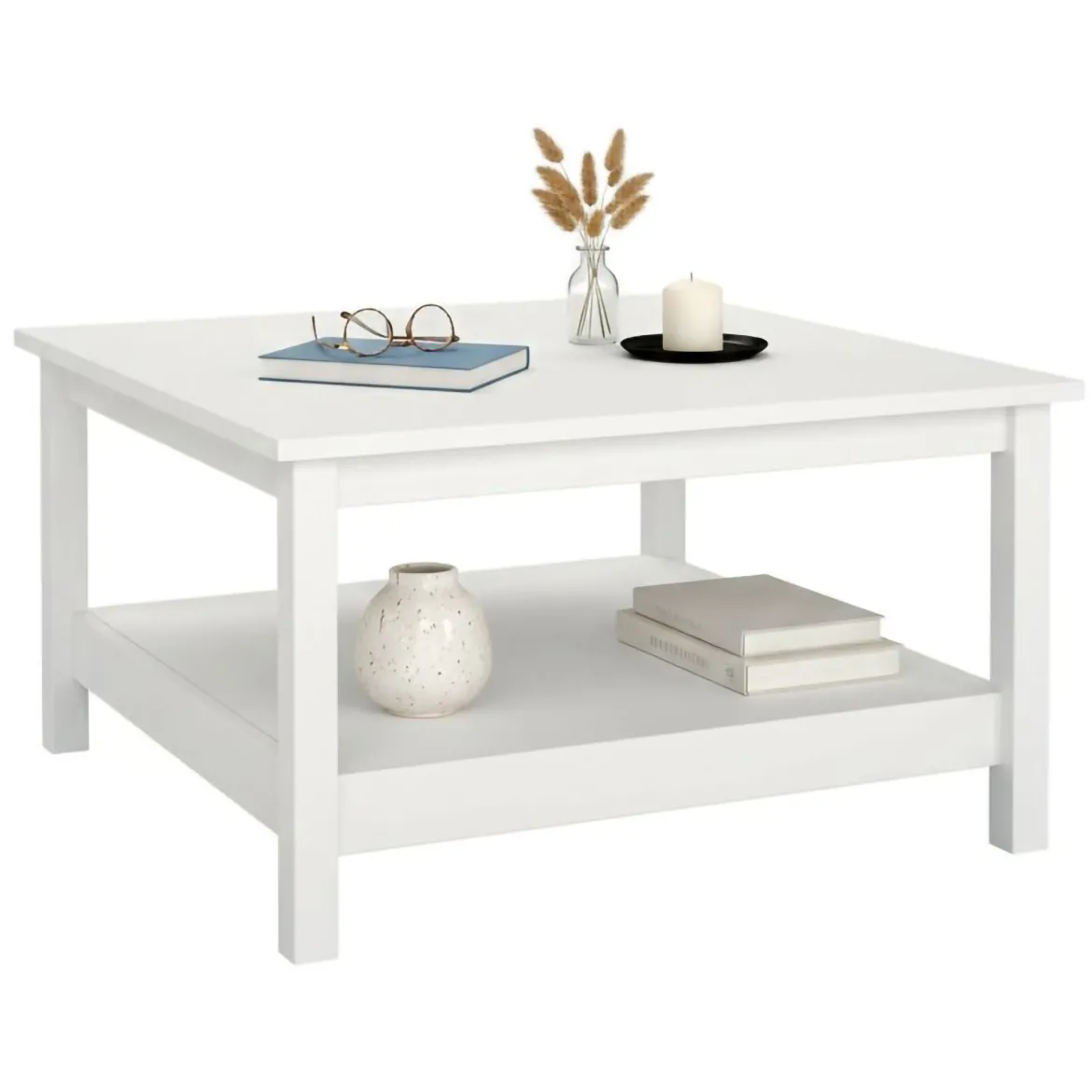 Tavolino salotto quadrato bianco 81x81x45h cm - Casato