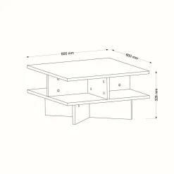 Tavolino salotto quadrato noce e oro 80x80x40h cm - Mia