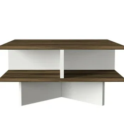 Tavolino salotto quadrato noce e oro 80x80x40h cm - Mia