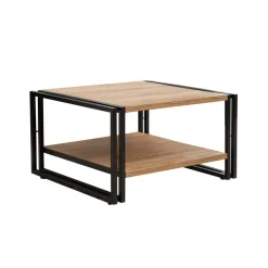 Tavolino salotto quadrato quercia e nero 70x70x40h cm con ante reversibili - Gioacchina