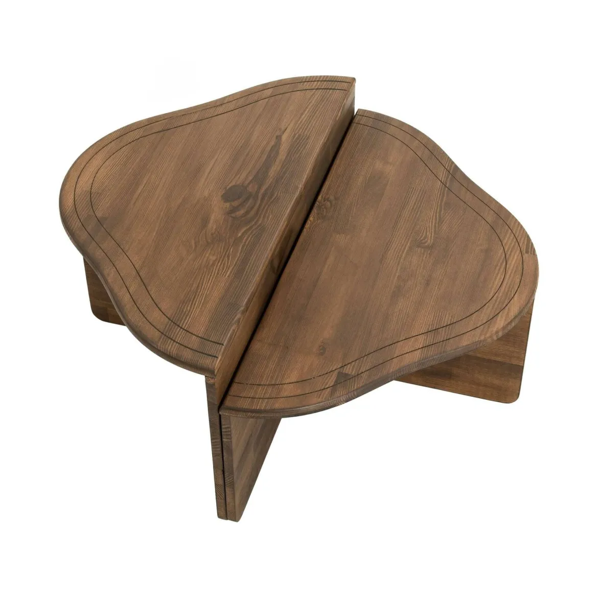 Tavolino salotto rettangolare angoli arrotondoti noce 90x90x40h cm - Emiri