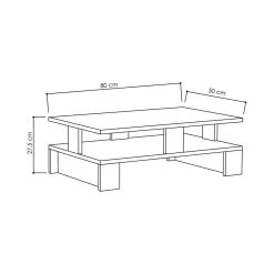 Tavolino salotto rettangolare antracite e argento 90x60x40h cm - Vespero