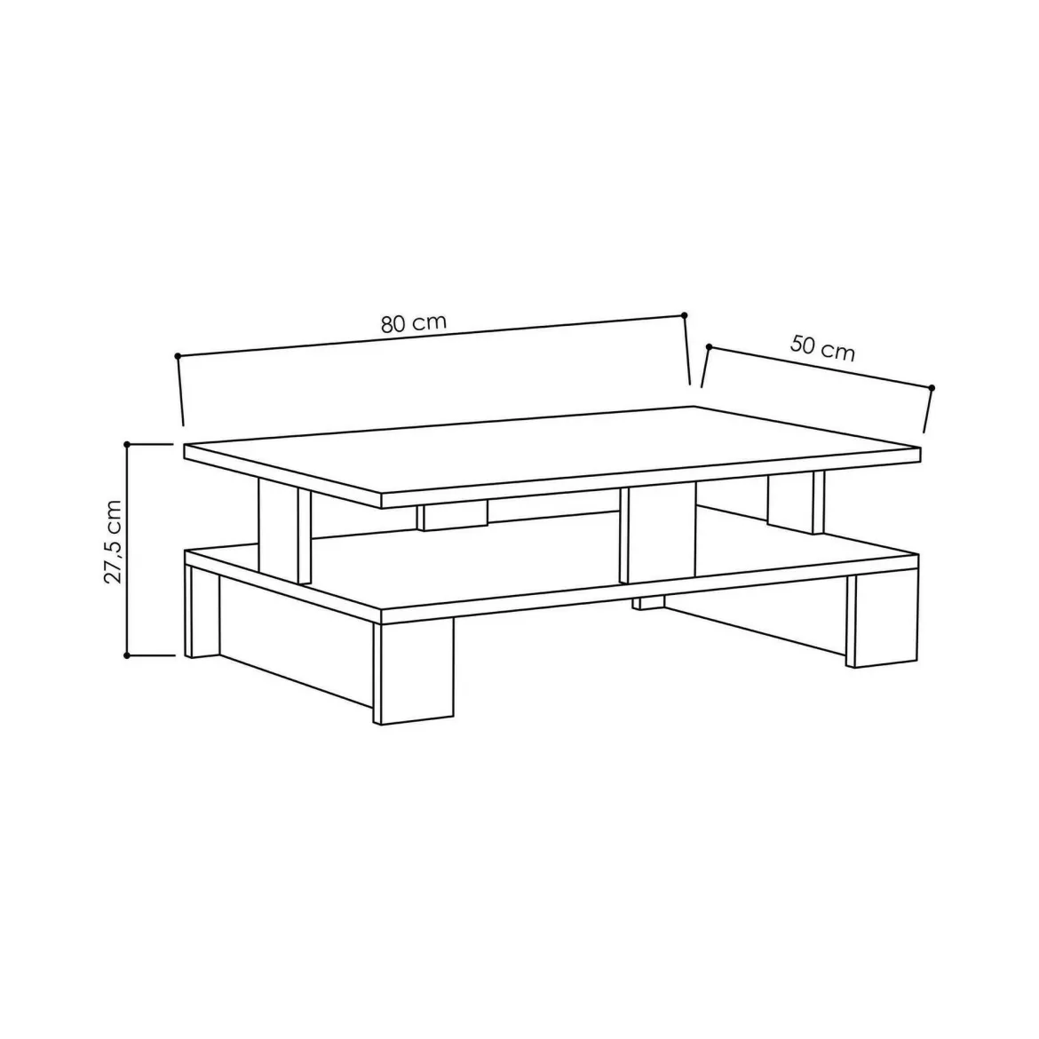 Tavolino salotto rettangolare antracite e argento 90x60x40h cm - Vespero