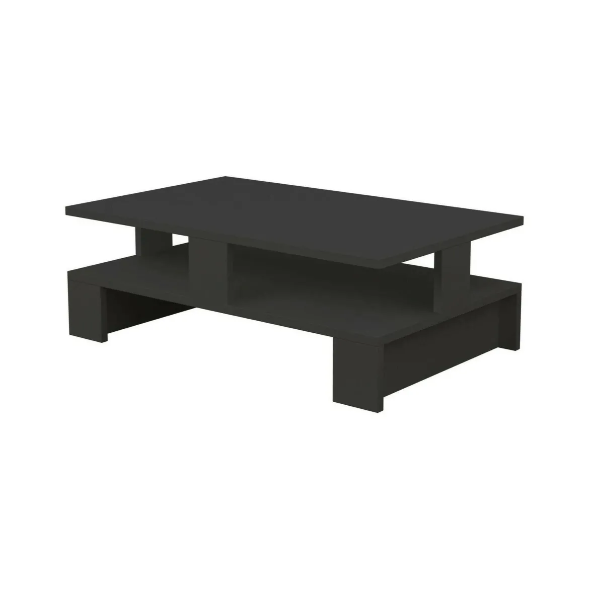 Tavolino salotto rettangolare antracite e argento 90x60x40h cm - Vespero