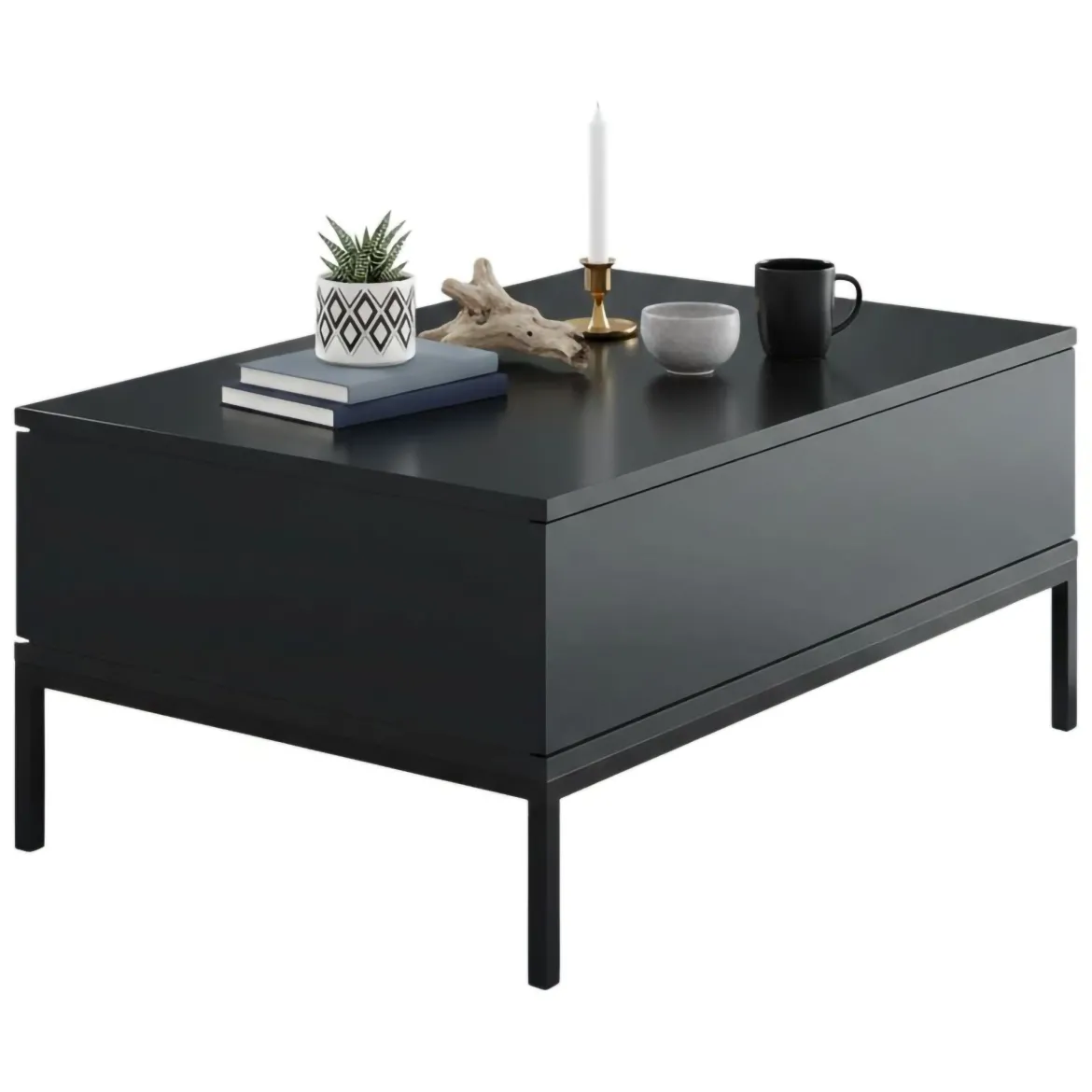 Tavolino salotto rettangolare antracite e nero 90x60x40h cm - Vespero