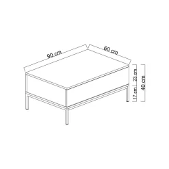 Tavolino salotto rettangolare antracite e nero 90x60x40h cm - Vespero