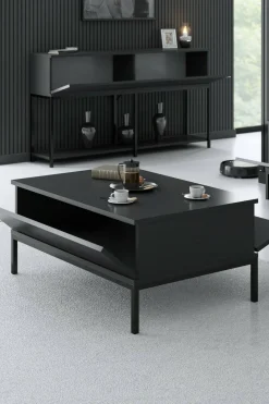 Tavolino salotto rettangolare antracite e nero 90x60x40h cm - Vespero