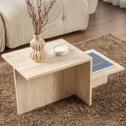 Tavolino salotto rettangolare beige 80x40x40h cm - Varian