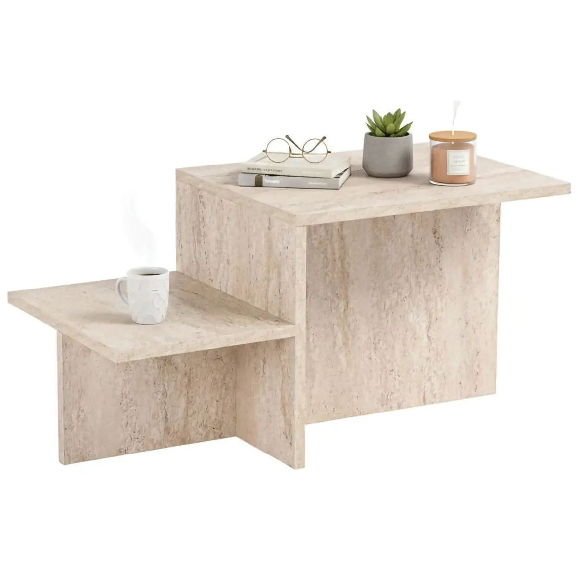 Tavolino salotto rettangolare beige 80x40x40h cm - Varian