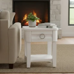 Tavolino salotto rettangolare bianco 55x55x41h cm - Chanthu