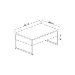 Tavolino salotto rettangolare bianco e oro 90x60x40h cm - Lavinia