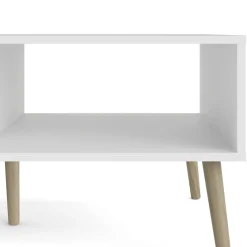 Tavolino salotto rettangolare bianco e quercia 98x60x43h cm con 1 cassetto - Sfene