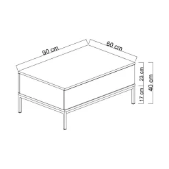 Tavolino salotto rettangolare nero e argento 90x60x40h cm - Vespero