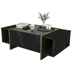 Tavolino salotto rettangolare nero e oro 103x60x37h cm - Salvador