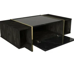 Tavolino salotto rettangolare nero e oro 103x60x37h cm - Salvador