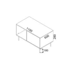 Tavolino salotto rettangolare noce 85x60x40h cm - Aprica