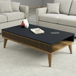 Tavolino salotto rettangolare noce e bianco 105x60x32h cm - Gru