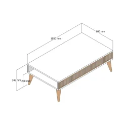 Tavolino salotto rettangolare noce e bianco 105x60x32h cm - Gru