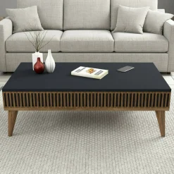 Tavolino salotto rettangolare noce e bianco 105x60x32h cm - Gru