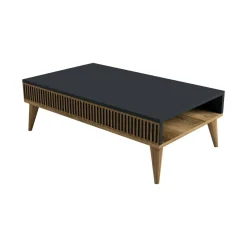 Tavolino salotto rettangolare noce e bianco 105x60x32h cm - Gru