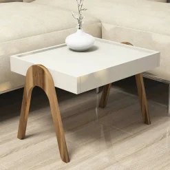 Tavolino salotto rettangolare noce e nero 105x60x34h cm - Canazei