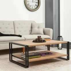 Tavolino salotto rettangolare quercia e nero 110x70x40h cm - Gioacchina