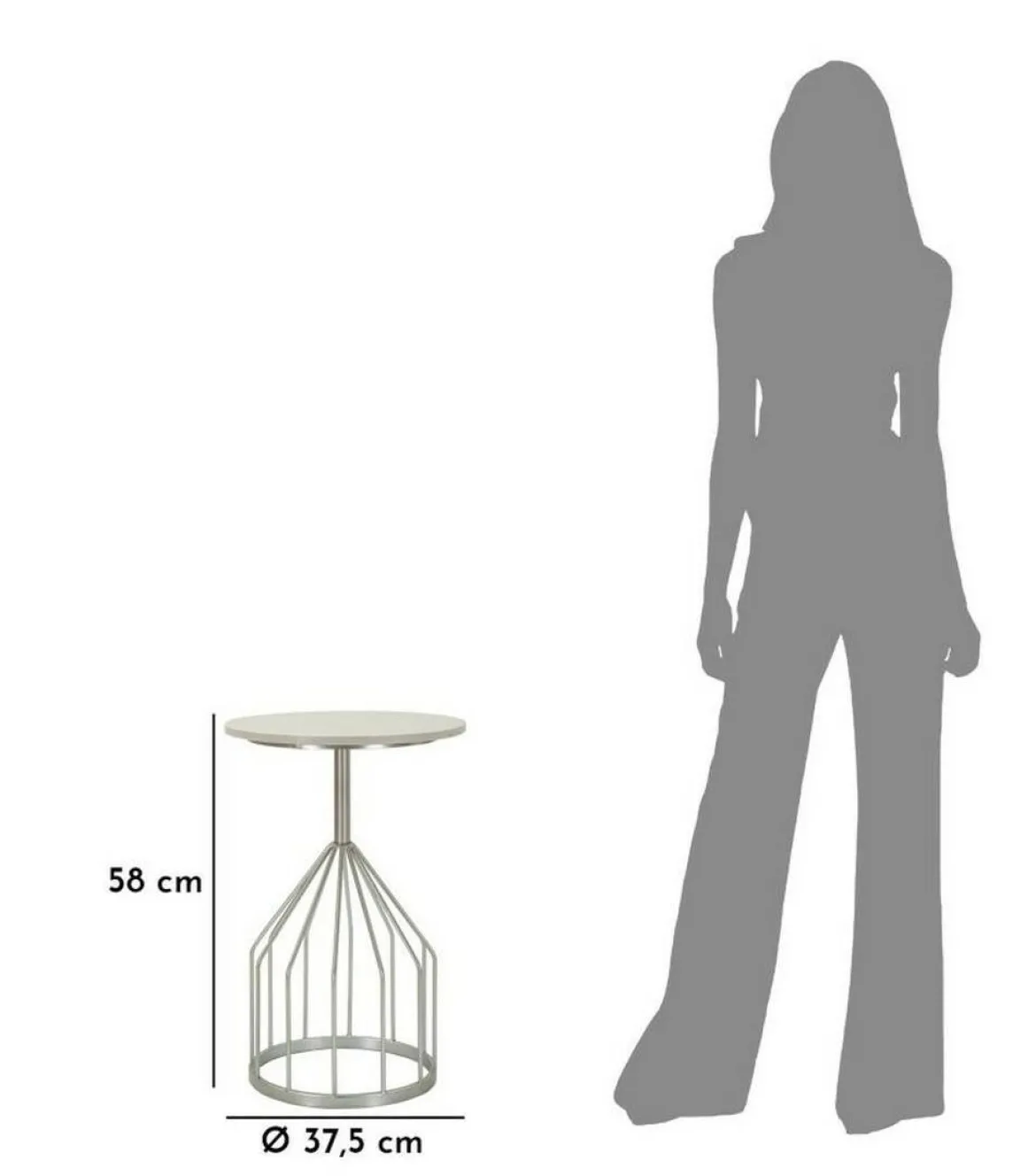 Tavolino salotto rotondo argento 37x37x58h cm - Calepio