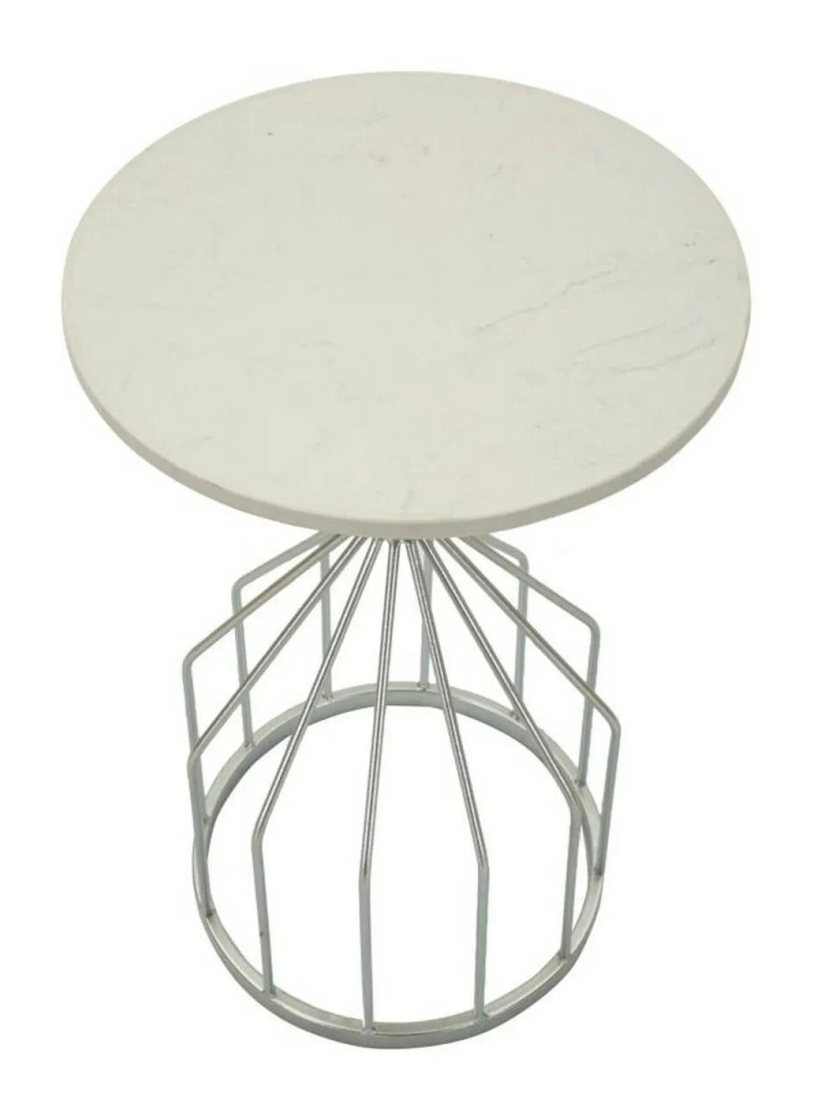Tavolino salotto rotondo argento 37x37x58h cm - Calepio