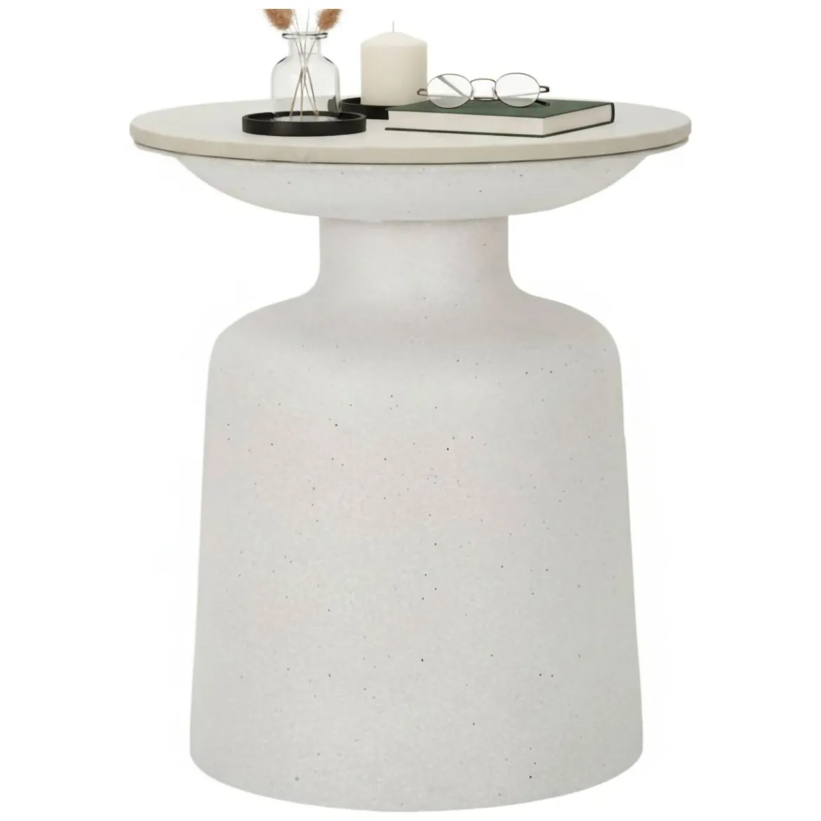 Tavolino salotto rotondo bianco 40x40x47h cm - Farfa