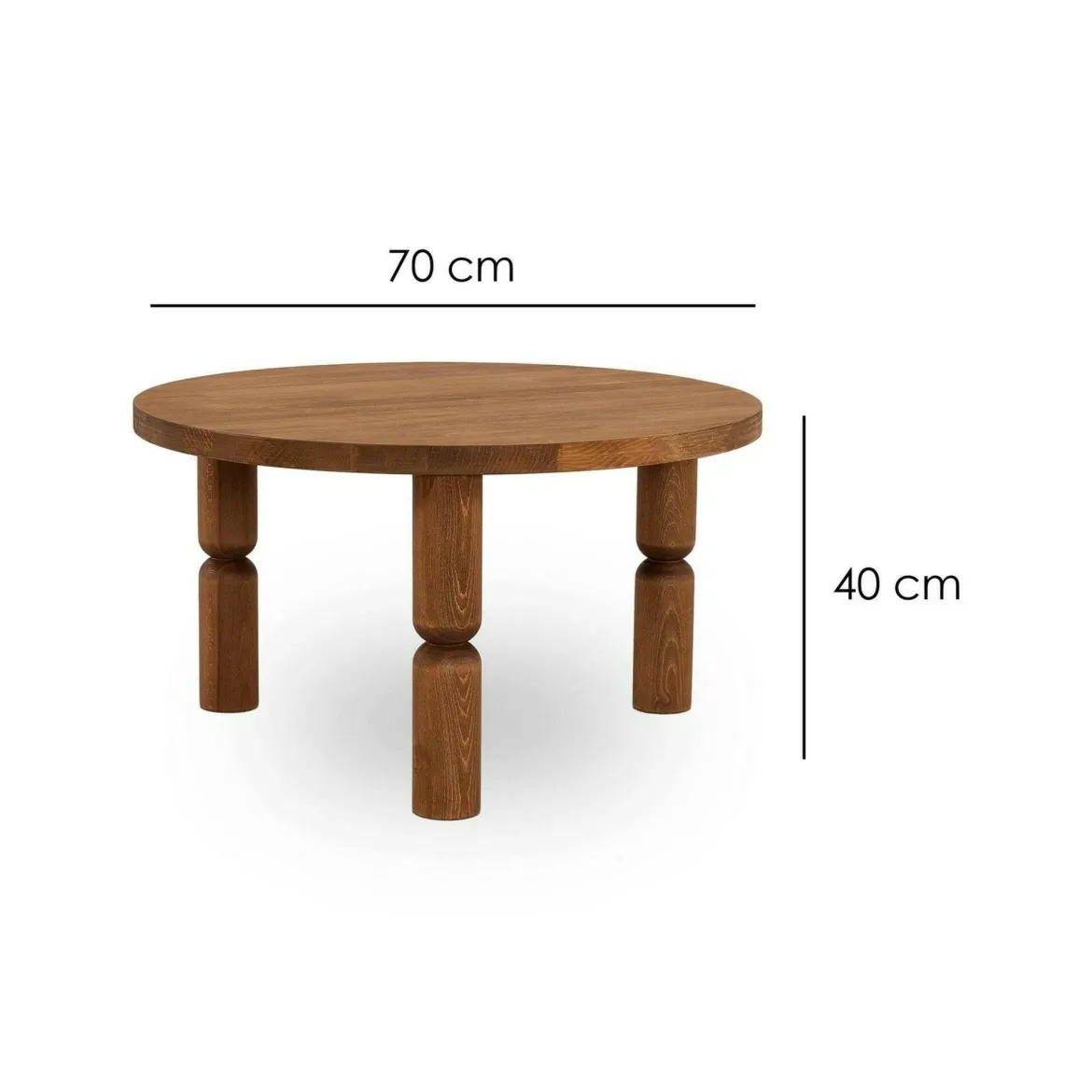 Tavolino salotto rotondo quercia 70x70x43h cm - Oniferi
