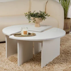 Tavolino soggiorno circolare bianco 90x90x41h cm - Tairn