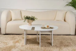 Tavolino soggiorno circolare bianco 90x90x41h cm - Tairn