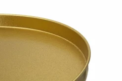 Tavolino soggiorno circolare oro 50x40x60h cm vetro fumé - Yoko