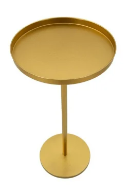 Tavolino soggiorno circolare oro 50x40x60h cm vetro fumé - Yoko